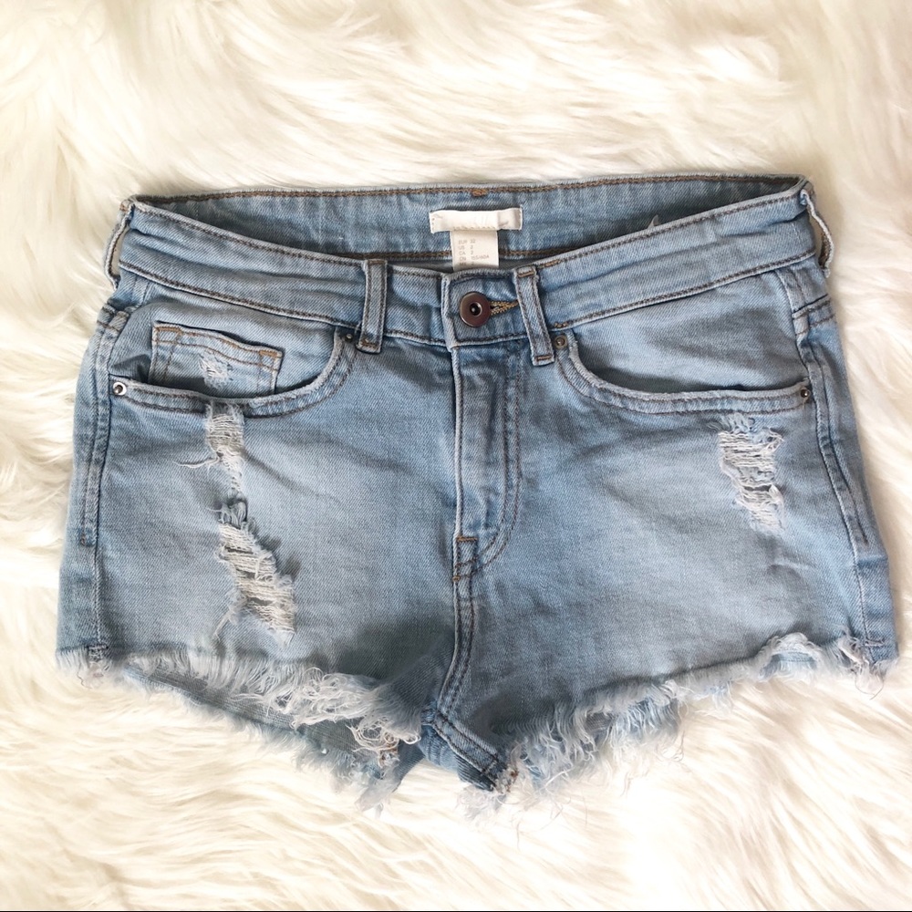 H&M light blue denim shorts